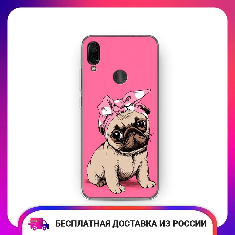 Чехол силиконовый для Xiaomi Redmi Note 7 Dog Pin-Up защитный тонкий мягкий чехол-накладка с
