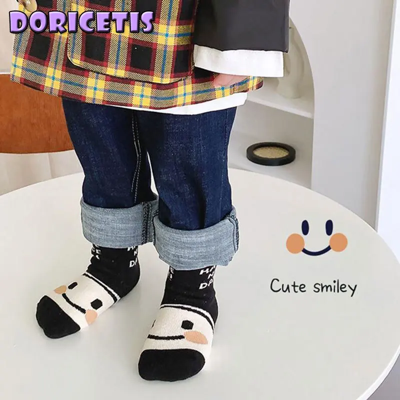 

Baby Sock Soft Cotton Thicken Keep Warm Cute Cartoon Letter Stripes Sock 5 Pairs Set Kids Socking Breathable Winter New Sale