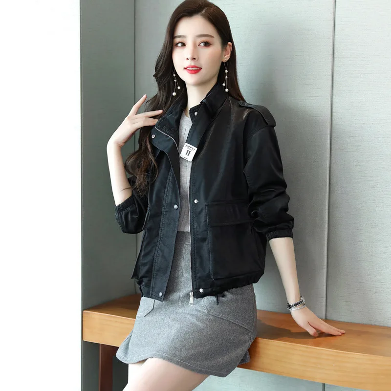 Leather Coat Women's Short Style 2022 Spring  Autumn Style Loose Casual Short Jacket Casual Girl Short Leather Jackets for Girl
