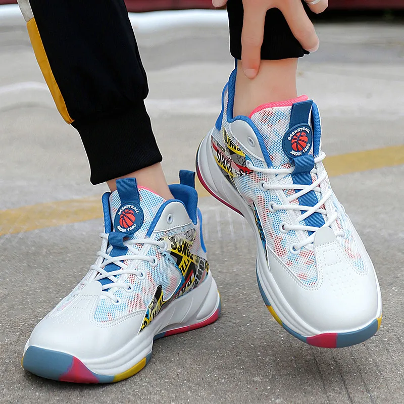 Fashion Printed White High-top Men's Basketball Shoes Platform Mens Trainers Outdoor Autumn Winter Women's Sports Shoes Baskets