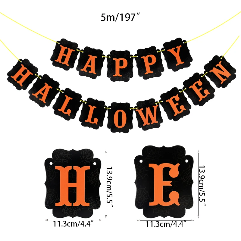 YONGSNOW 2023 Хэллоуин баннер-гирлянда оранжевый черный картон