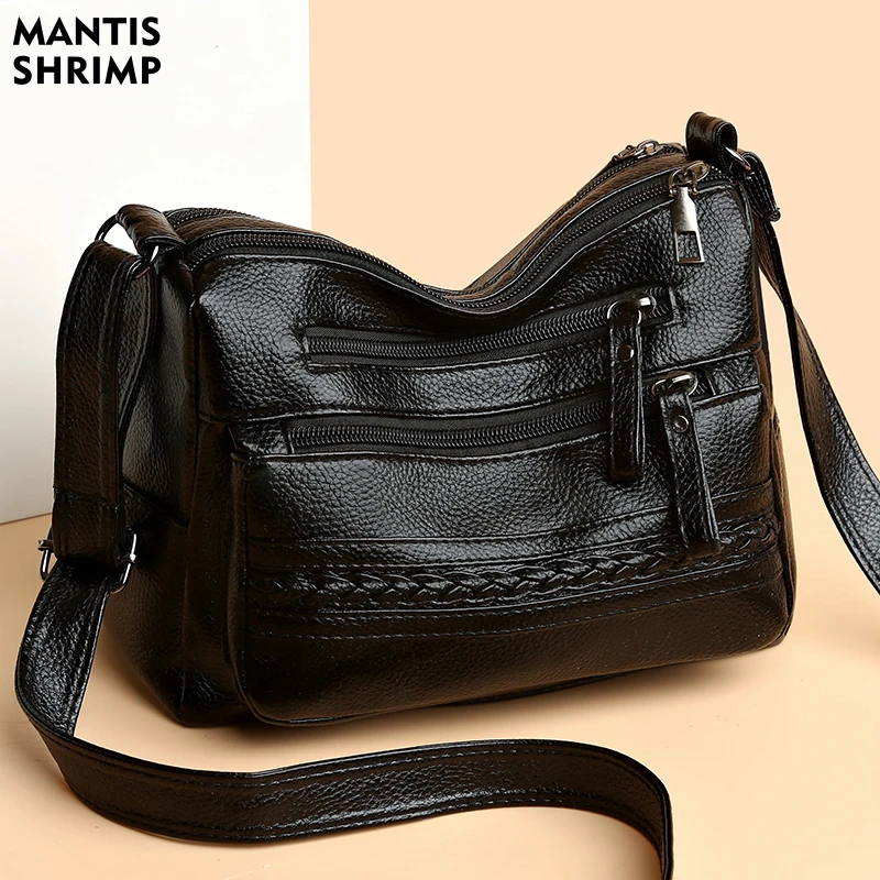 

Handbags for Women Ladies Bags PU Leather Messenger Bags Black Classic Retro Women's Shoulder Bags Vintage Crossbody Pack 2022