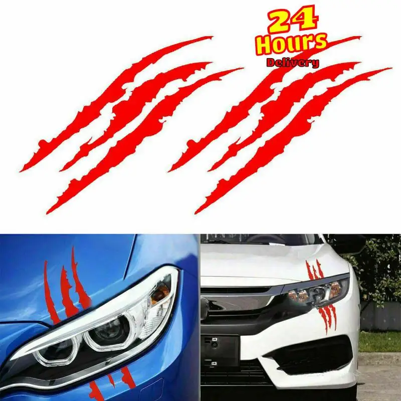 

4pcs Auto Car Sticker Reflective Monster Claw Scratch Stripe Marks Headlight Decal Car Stickers Car Accessories Vinyl Decal