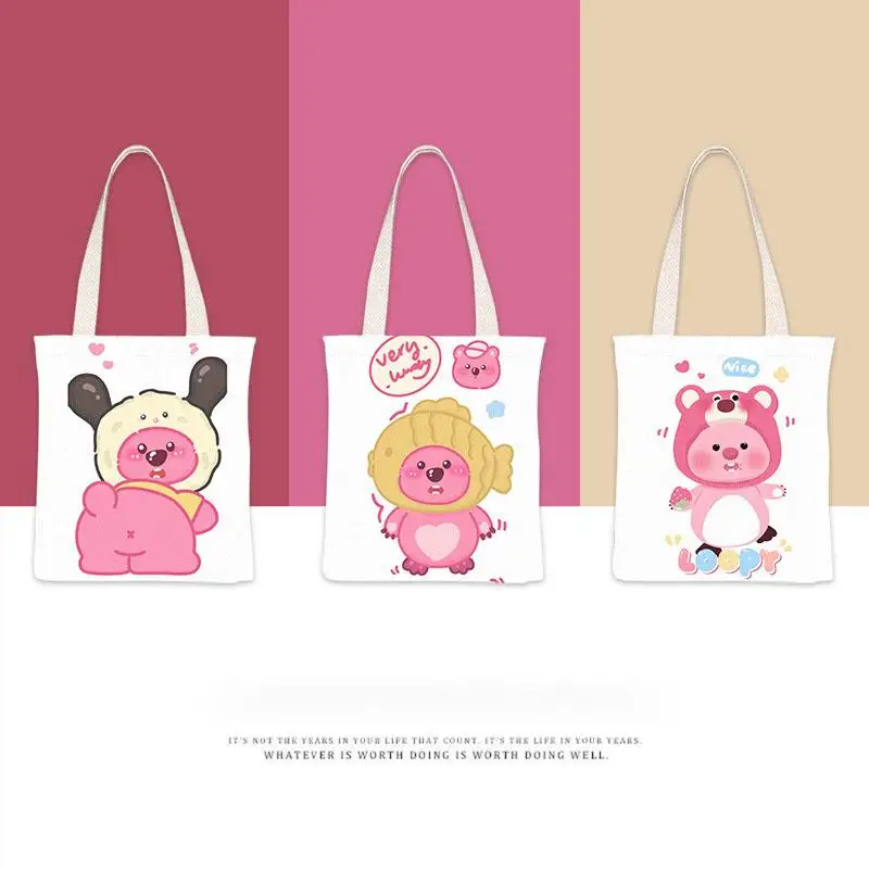 

Kawaii симпатичная маленькая бобровая Холщовая Сумка, сумка на одно плечо, ручная сумка, высокая внешность, портативная, модная, мультяшная, подарок для девушки