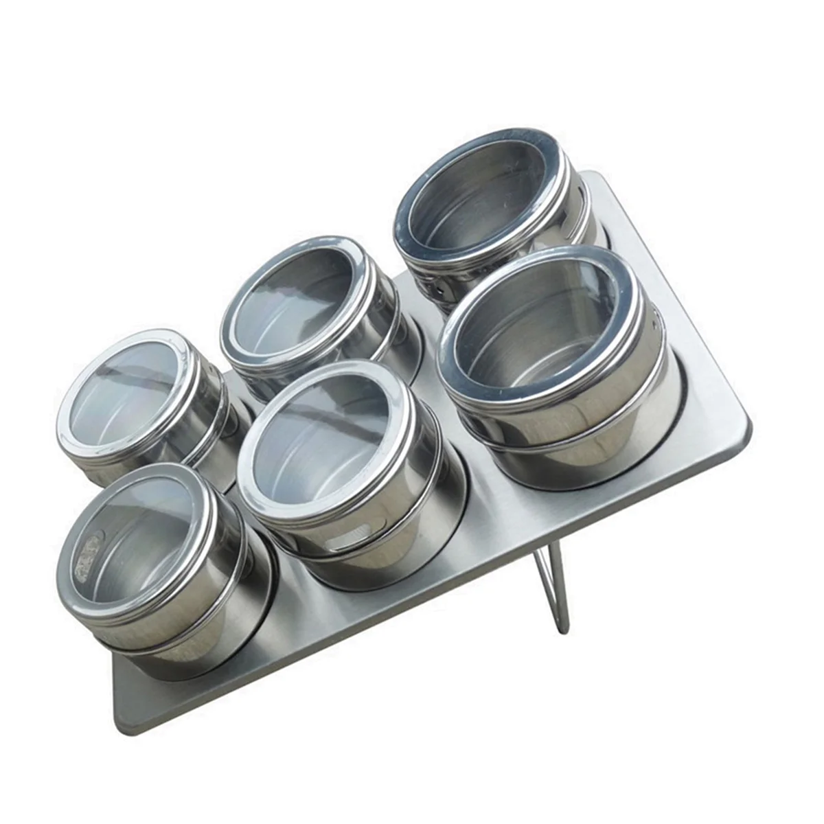 

Магнитные Банки для специй, банки, контейнер для хранения из нержавеющей стали, прозрачная крышка + стойка