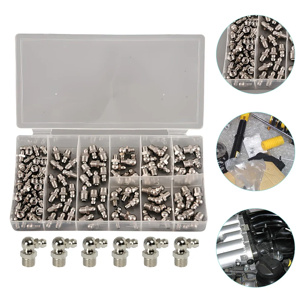 

Nickel-plated Straight Curved Oil Grease Fitting Kit Angled Tool Mechanic Accessories Nozzle Set Galvanized Iron Machine