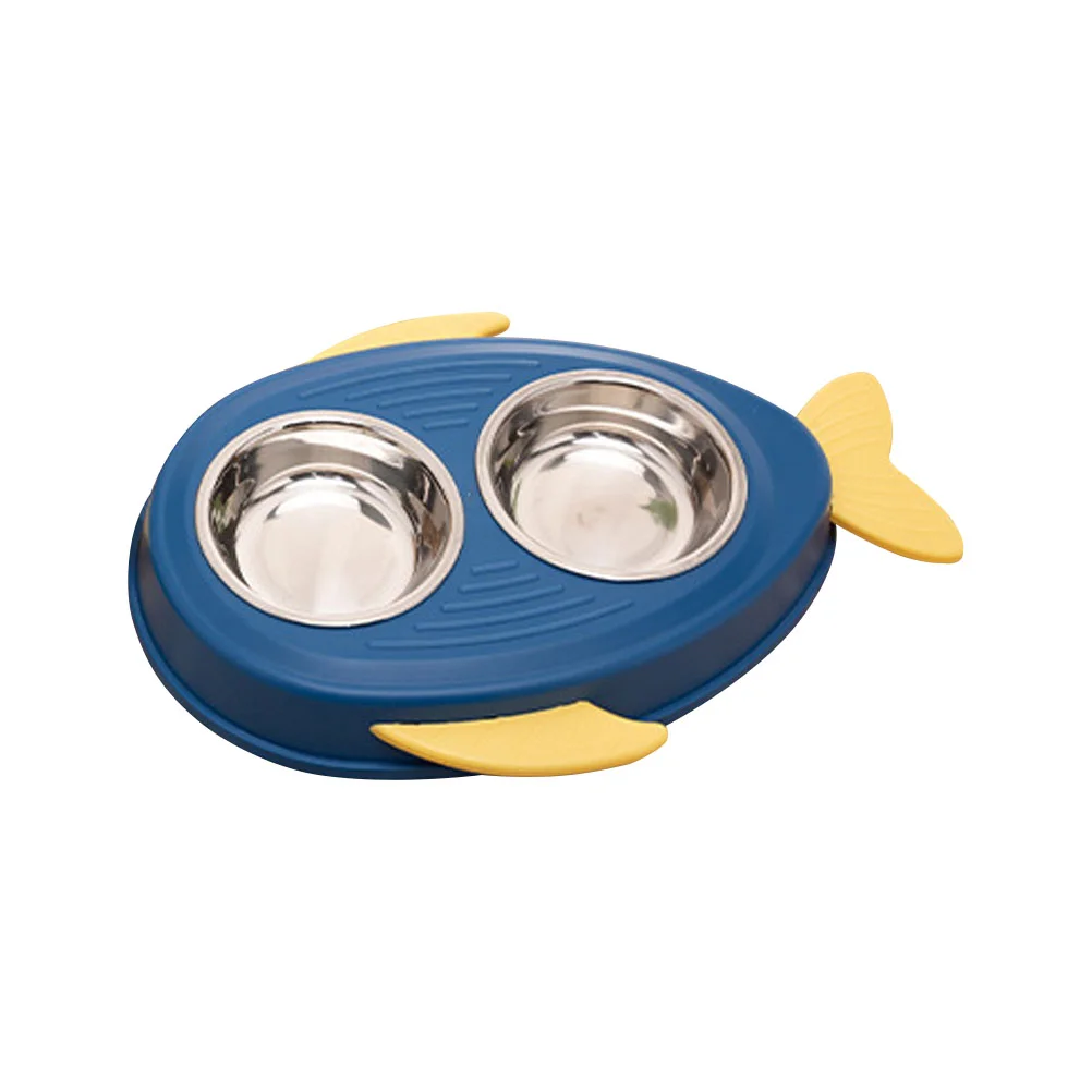 

Feeder Bowl Cat Puppydog Pet Water Steel Animal Dispenser Plate Double Two Stainless Dish Automatic Containerslow