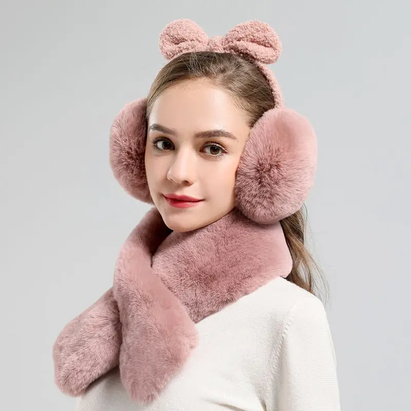 

Cute Faux Rabbit Fur Bowknot Warm Plush Earmuff Baby Child Ear Muffs Earmuffs For Girls Warmers Winter