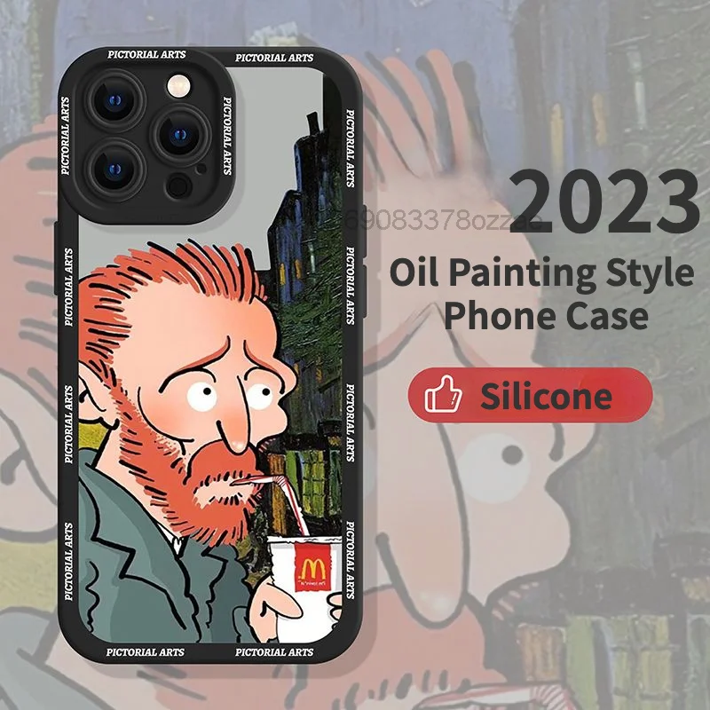 2023 New Oil Painting For Iphone 13pro Phone Case IPhone 14 Promax Van Gogh 11 Pro Cartoon 12 Mini Illustration 7 XR Soft Case