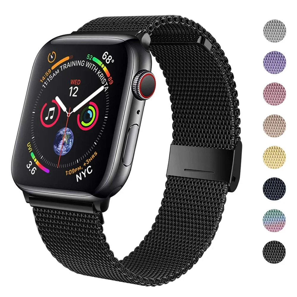 Milanese Loop Strap For Apple watch Band 44mm 40mm 45mm 41mm 49mm 42mm 38mm 45 mm correa bracelet iWatch series 3 6 se 7 8 ultra