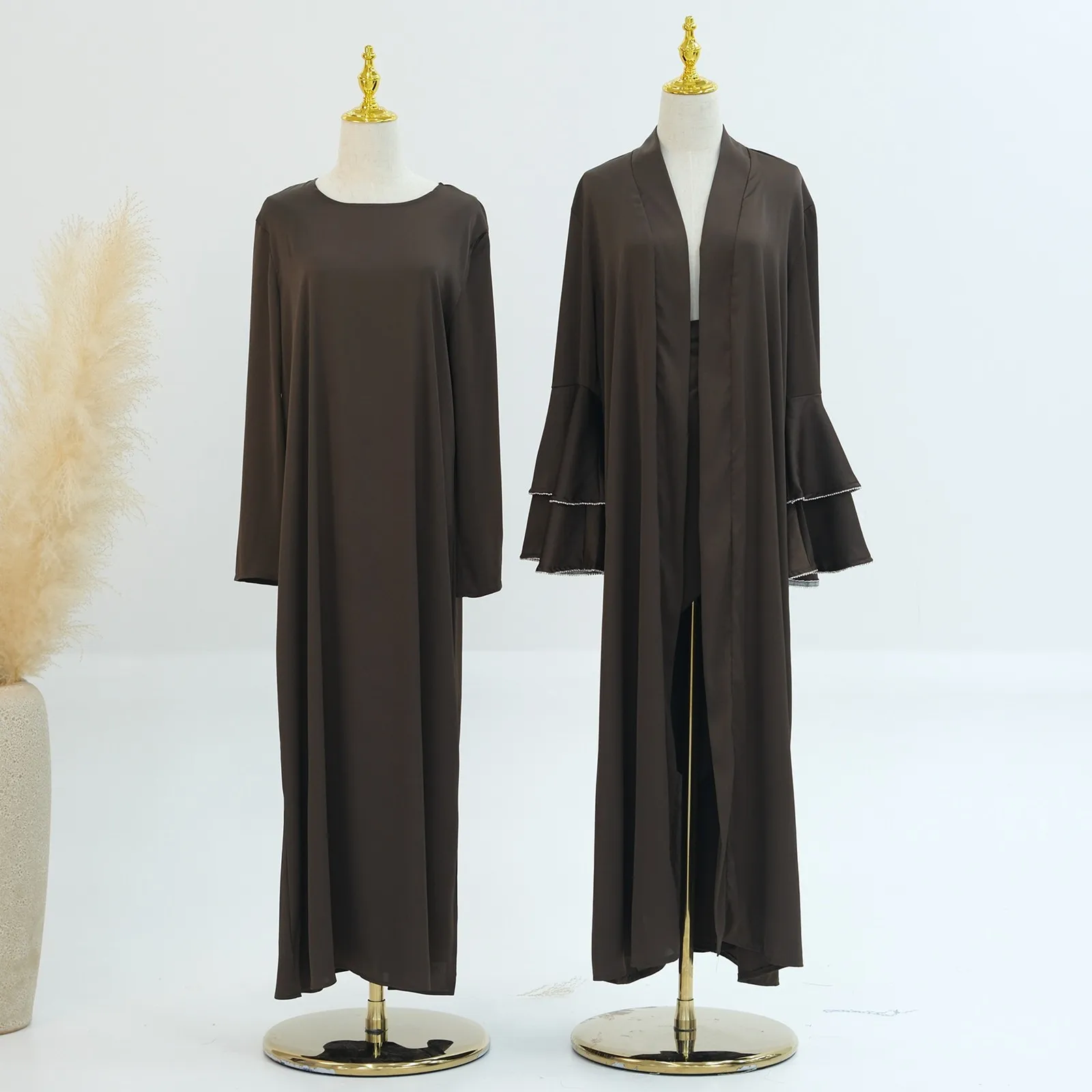 Новинка 2024 г. скромные элегантные костюмы из Абайи и хиджаба 3 предметов для