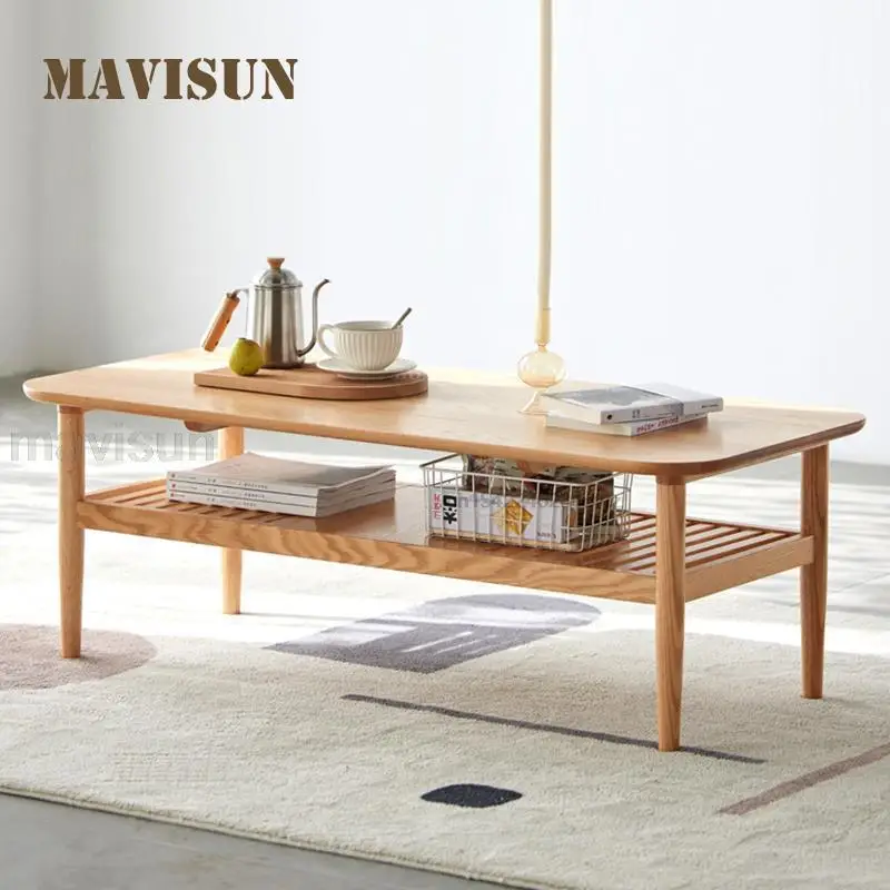 

All Solid Wood Coffee Table Nordic Modern Minimalist Small Apartment Living Room Home Simple Sofa Side Table Auxiliary Furniture