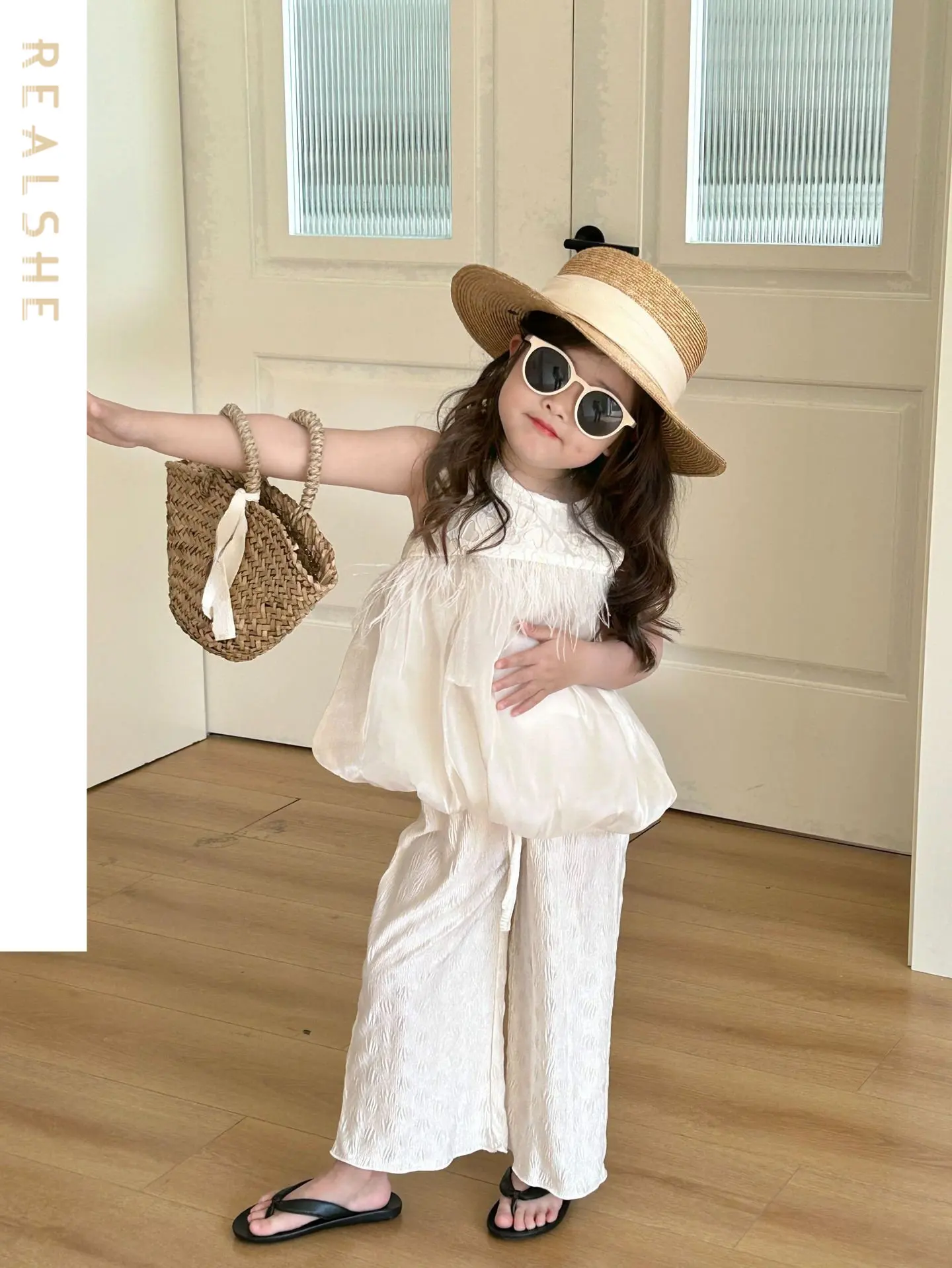 

2023 Baby Girls Clothes Set Summer Solid Sleeveless Tops + Pants Set for Girls Kids Clothing Set Toddler Girl Clothes