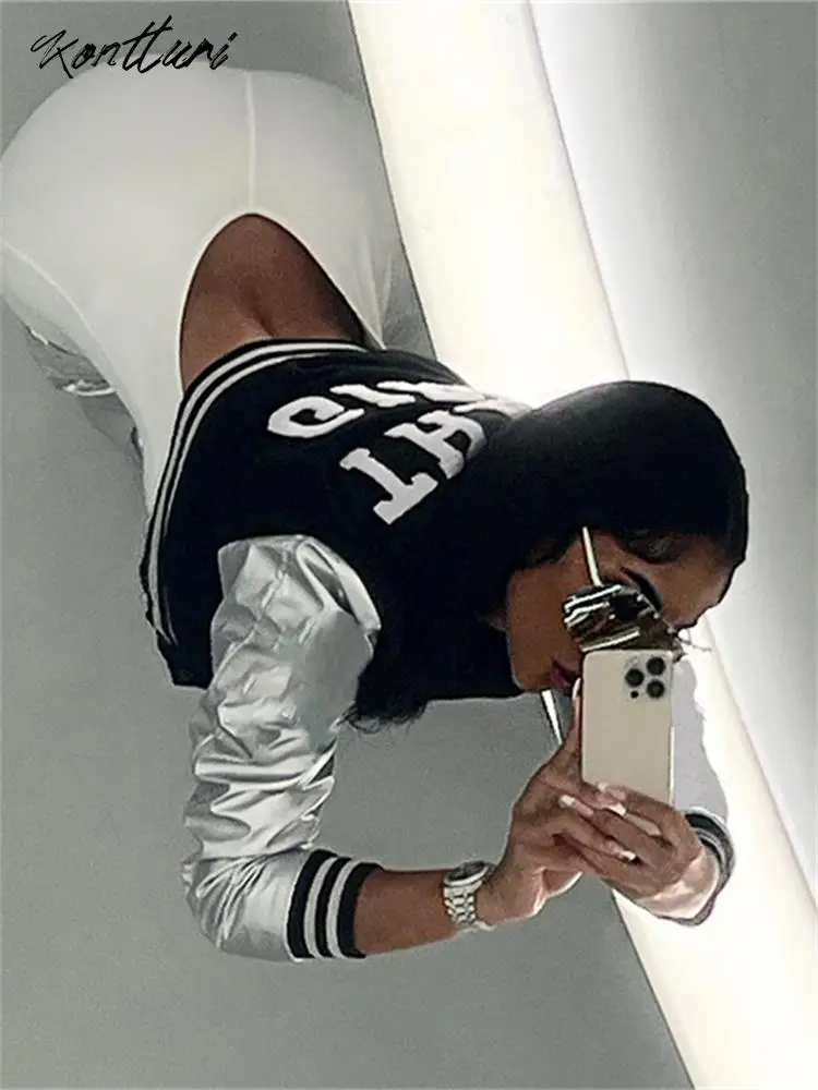 Осенняя уличная одежда Kontturi бейсбольная куртка в стиле пэчворк Женская с длинным