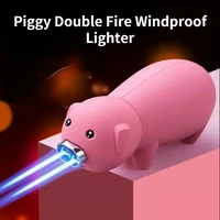 new cute piggy butane windproof lighter torch turbine creative personality cigarette accessories inflatable lighters fun gadgets