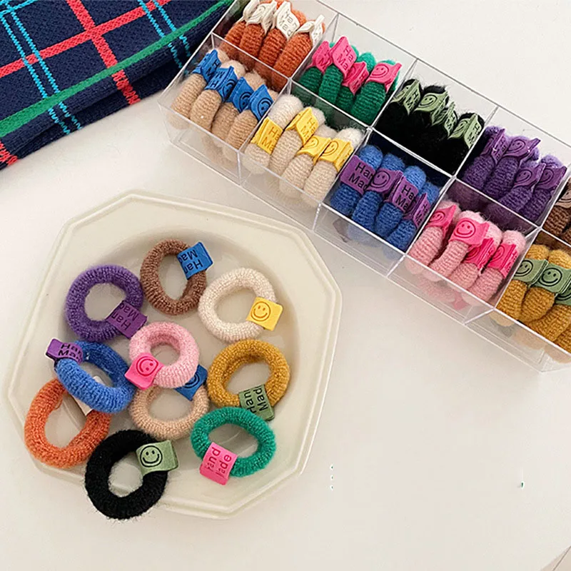 

2pc Cute Korean Kawai Colorful Elasticity Hair Ties Rings Rope Scrunchies for Women Girls Child Gift Holiday Hair Accessories