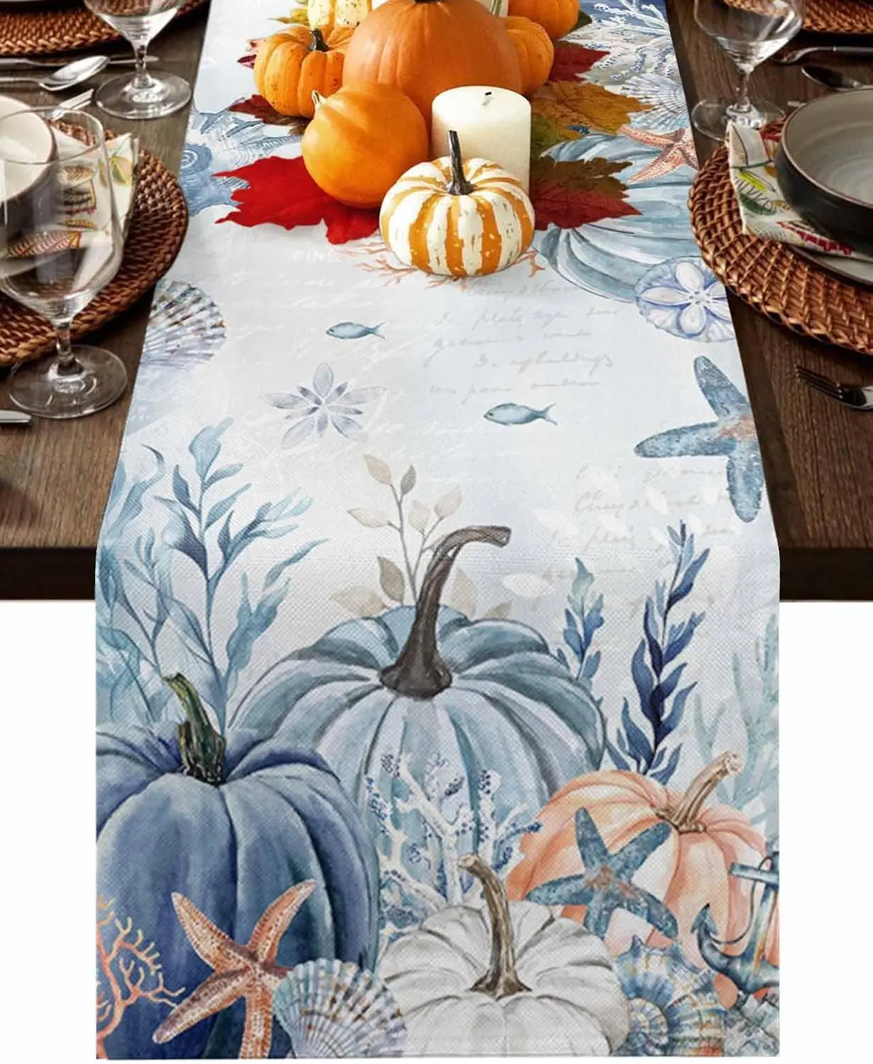 Скатерть из льна в виде кленовых листьев для кухни