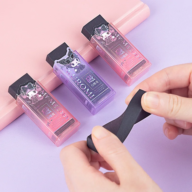 

Аниме ластик Kuromi, мультфильм Sanrio Mymelody, студенческий Магнитный ластик на присоске, канцелярские принадлежности, милые подарки на день рожден...