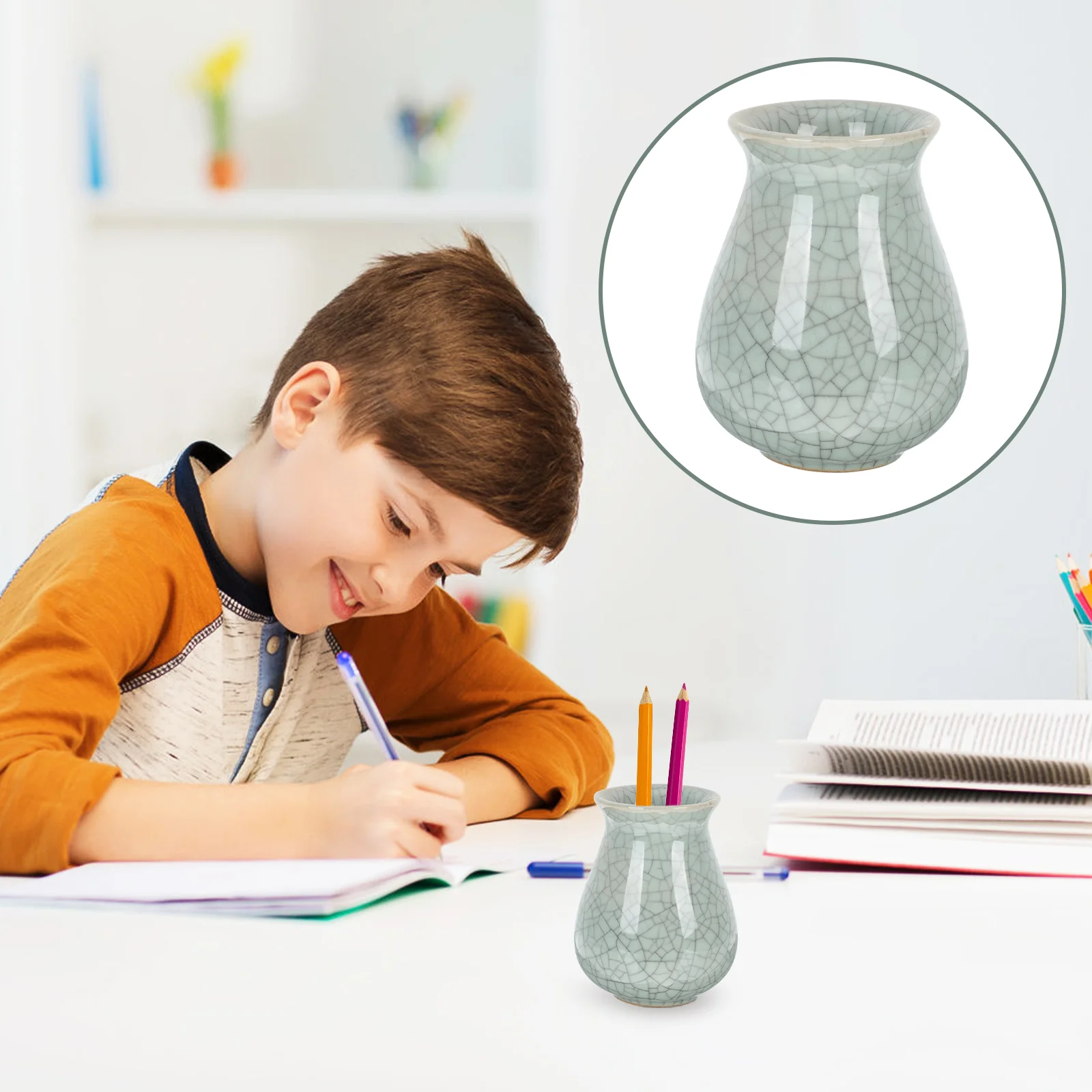 

Student Use Delicate Ceramic Pen Holder Storage Pen Holder For Desktop Ornament