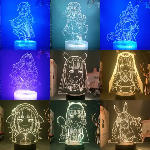 YouTube Hololive Ouro Kronii Ninomae Inanis фигурка 3d Светодиодная лампа для спальни ночники Декор детской комнаты подарок на день рождения