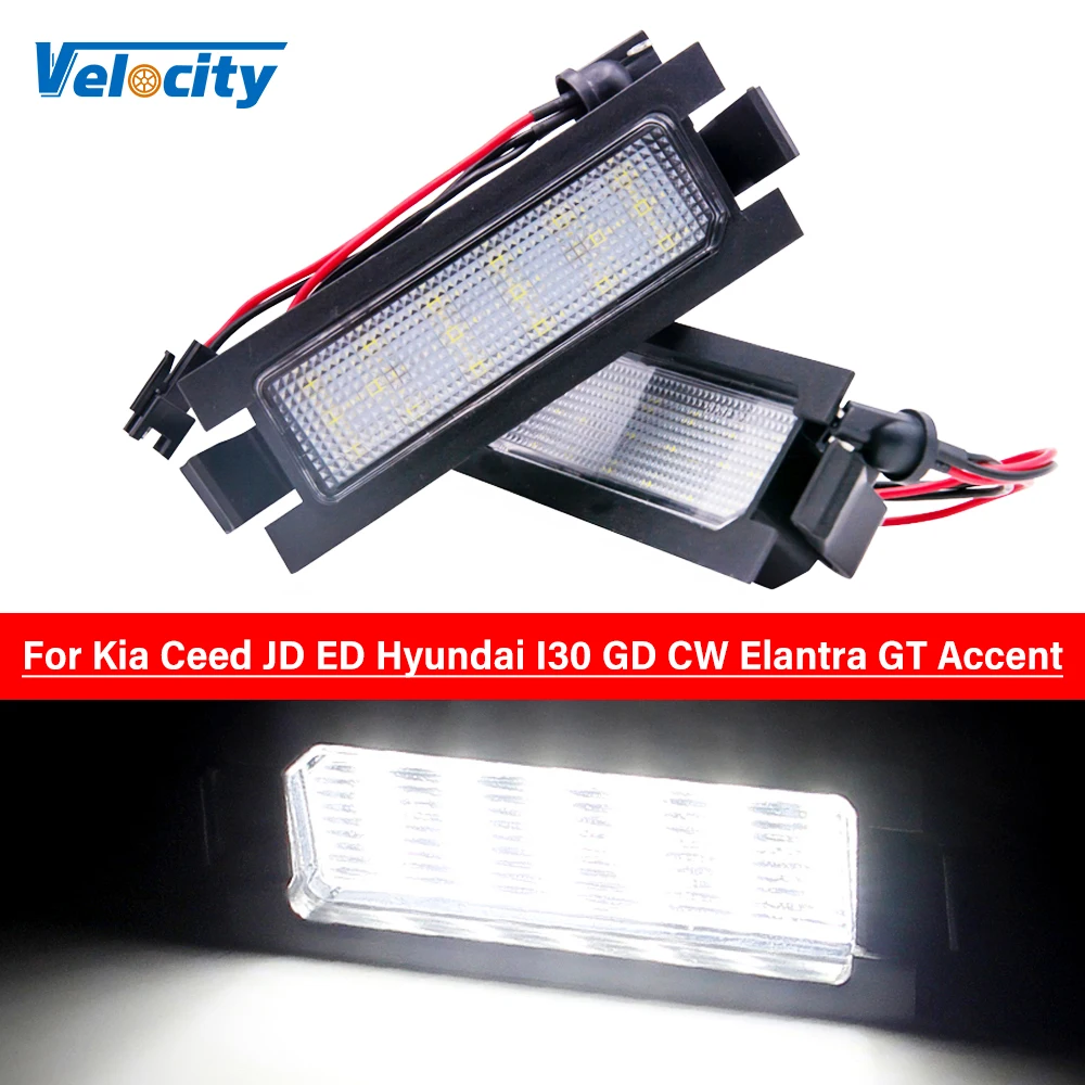 

2Pcs Car LED License Plate Light Canbus No Error For Hyundai i30 Accent Elantra GT Hatchback For KIA PRO Ceed 6500K White Lamp