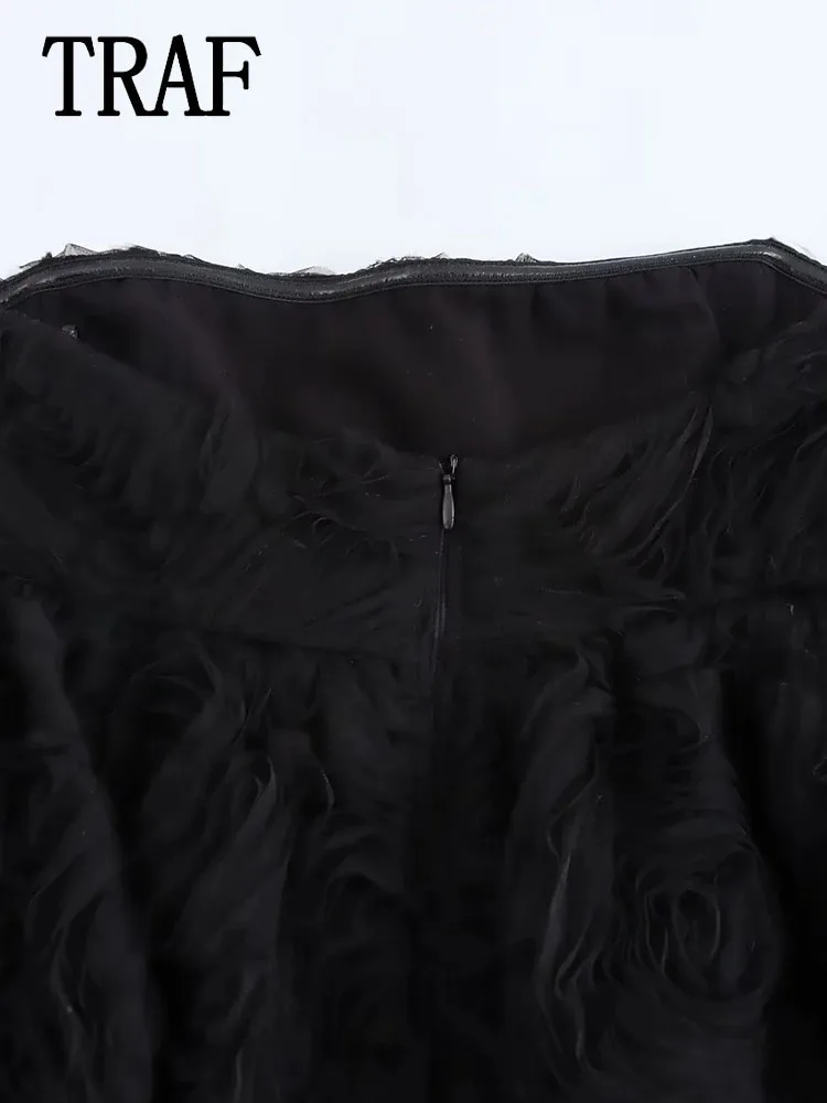 TRAF женское элегантное тонкое мини-платье вечернее платье на молнии летнее