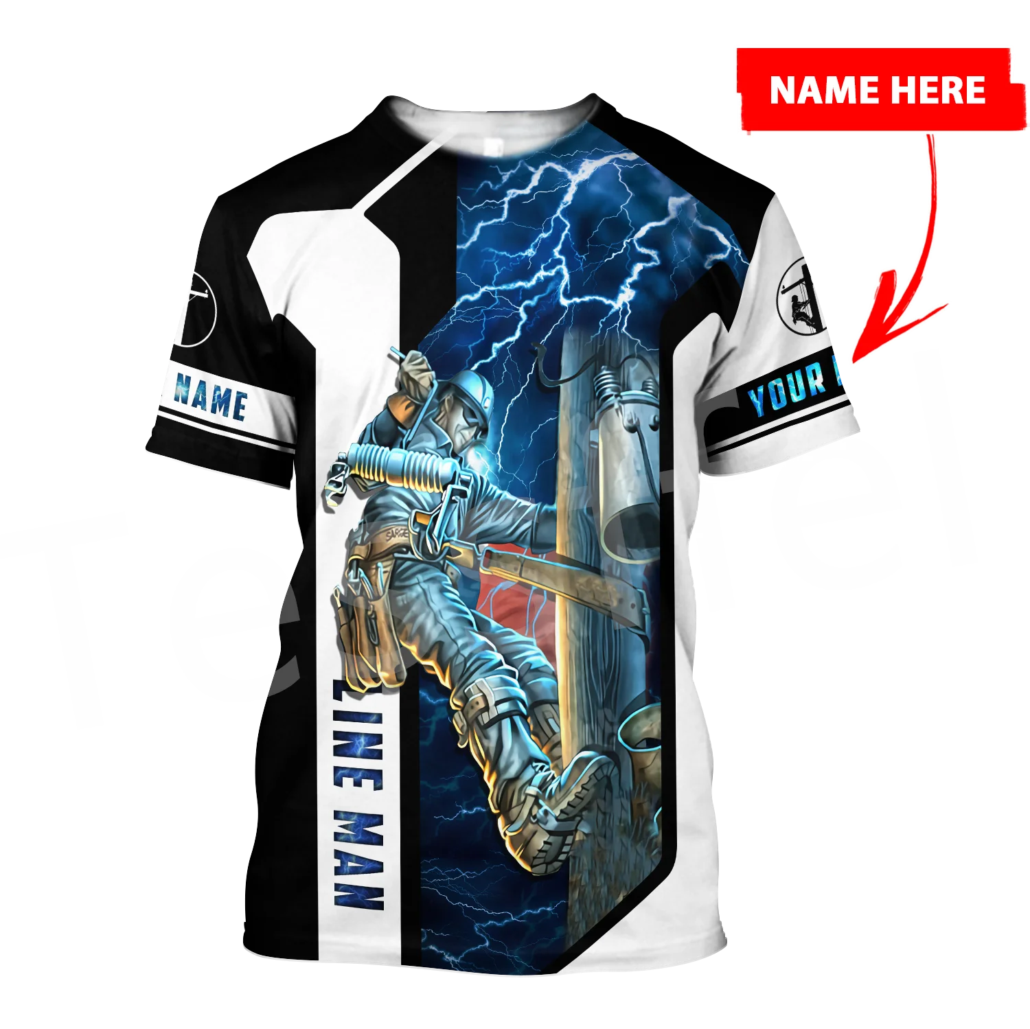 Tessffel NewFashion Worker Tool Electrician Lineman Tattoo Funny 3DPrint Men/Women Unisex Casual Tee T-shirt Short Sleeves A1