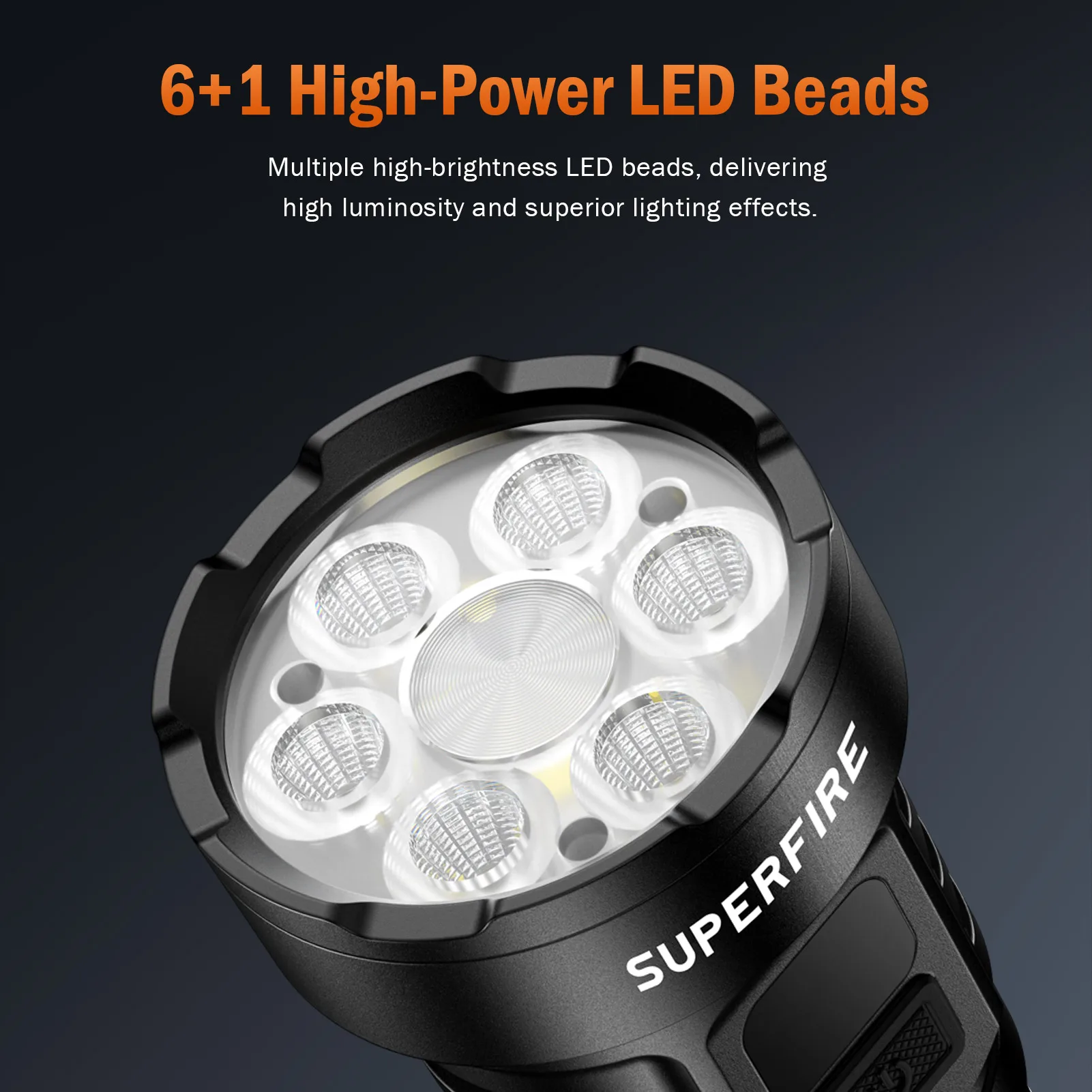 Фото Фонарь SUPERFRIE L24 35W с семью светодиодами, многофункциональный, перезаряжаемый, с индикатором заряда батареи, рабочий фонарь №3