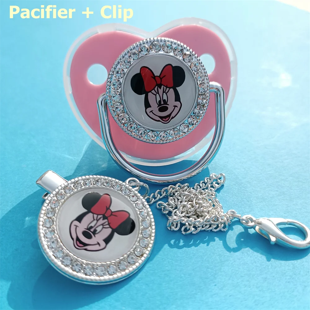 

Disney pacifier with chain clip luxury baby gift silicone pacifier feeding pacifier orthodontic pacifier teether Chupetes