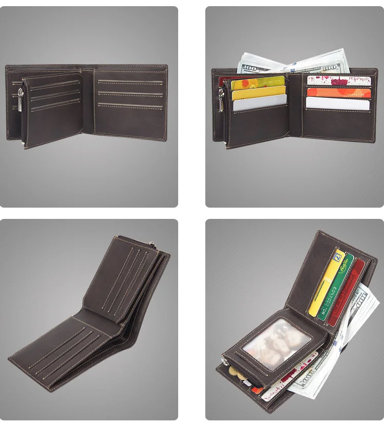 Casual Classic Men's Wallet Leather Short Three Fold Wallet Wallet Multi Function Zipper Multi Card Zero Wallet Wallet Men