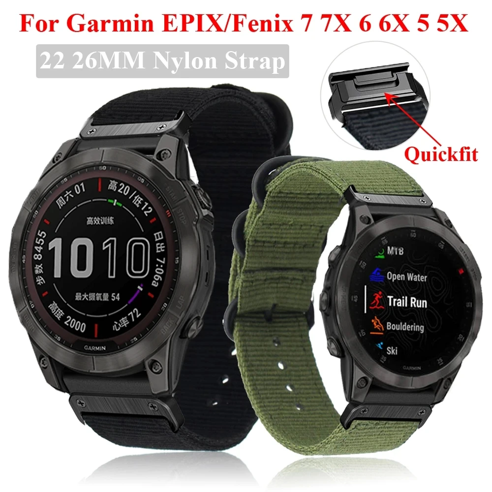 Ремешок QuickFit Для Часов Garmin Touchs70 47 Мм Instinct Forerunner965 955 945 935 Epix Pro 2 Нейлоновый 22 26