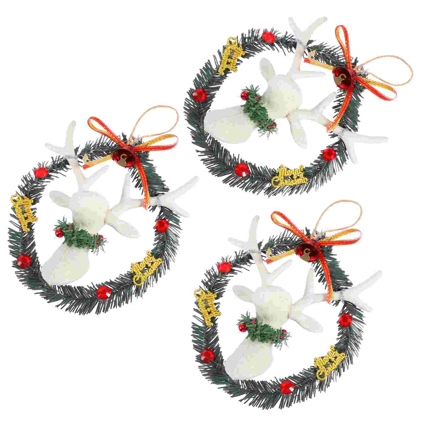 

Christmas Reindeer Wreaths Head Wreath Front Door Wall Decor Ornaments Merry Hanging Artificial Home decor