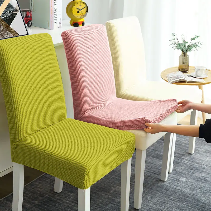 

Elastic Sofa Cover With Back Plaids Jacquard Dining Room Chair Covers For Wedding Hotel Banquet Kitchen Stretch Chair Cover Home