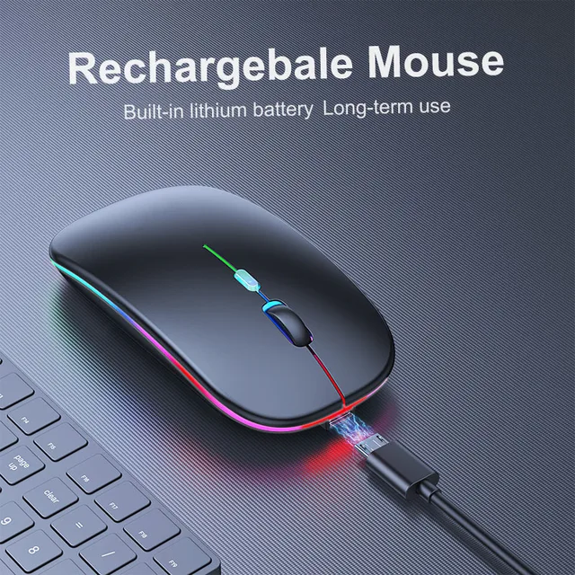 Wireless Mouse RGB Rechargeable Bluetooth Mouse 2.4G Silent Mause Ergonomic Mini Mouse USB Optical Mice For PC laptop Computer 3