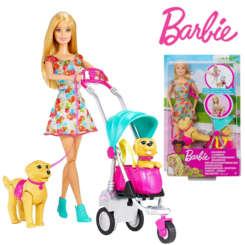 Barbie CNB21 Pop Strollin Pups Playset Beautiful Dog with Pe