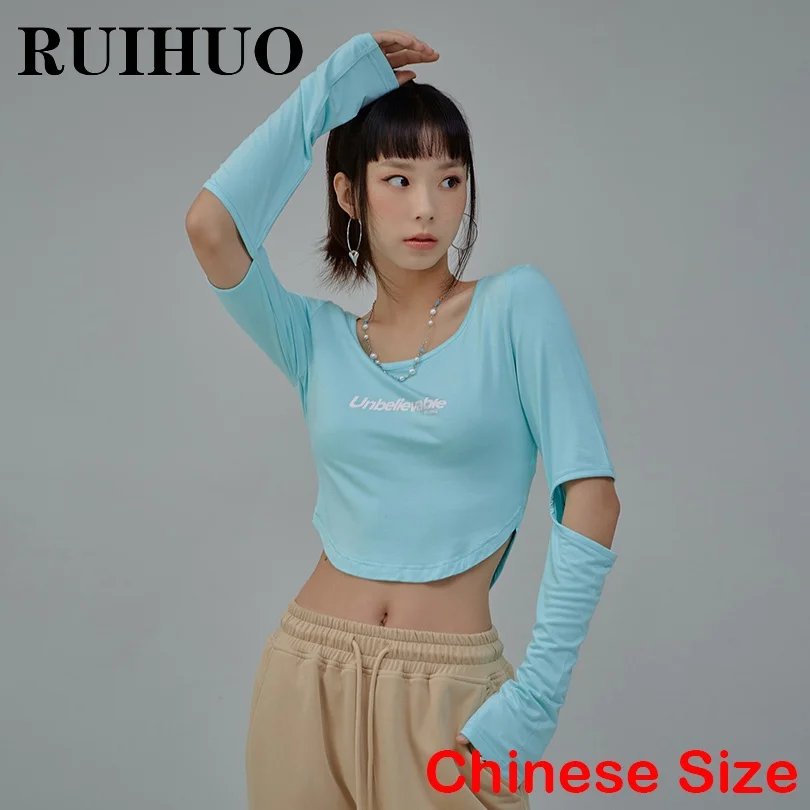 

RUIHUO Женская фотография Бесплатная доставка 2022 летний топ для женщин футболка китайская фотография новое поступление