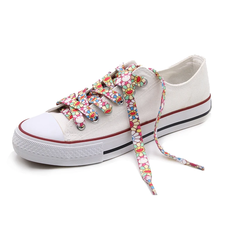 Coolstring 30Pairs/lot Colorfule SunFlowers Heat Transfer Lacets Classical Fashion Strings Wholesale Flatlaces Quality Cordones