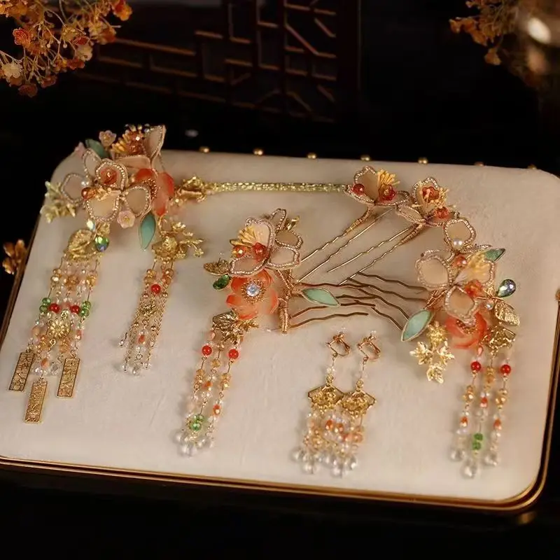 Китайские винтажные свадебные заколки в стиле ретро с драконом и Фениксом