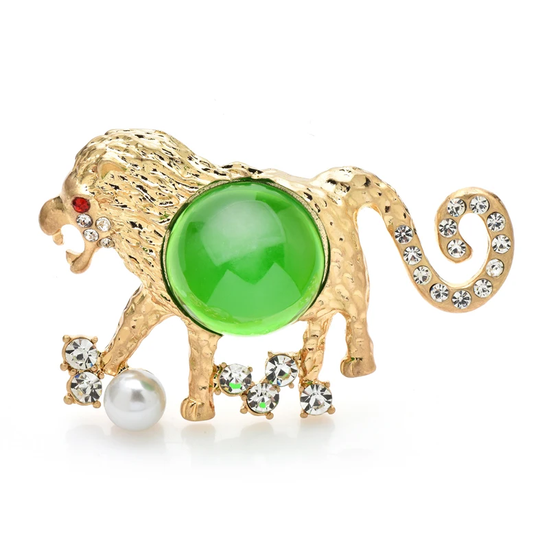 

Wuli&baby Walking Lion Brooches For Women Men 2-color Resin The King Of Grassland Animal Party Office Brooch Pin Gifts