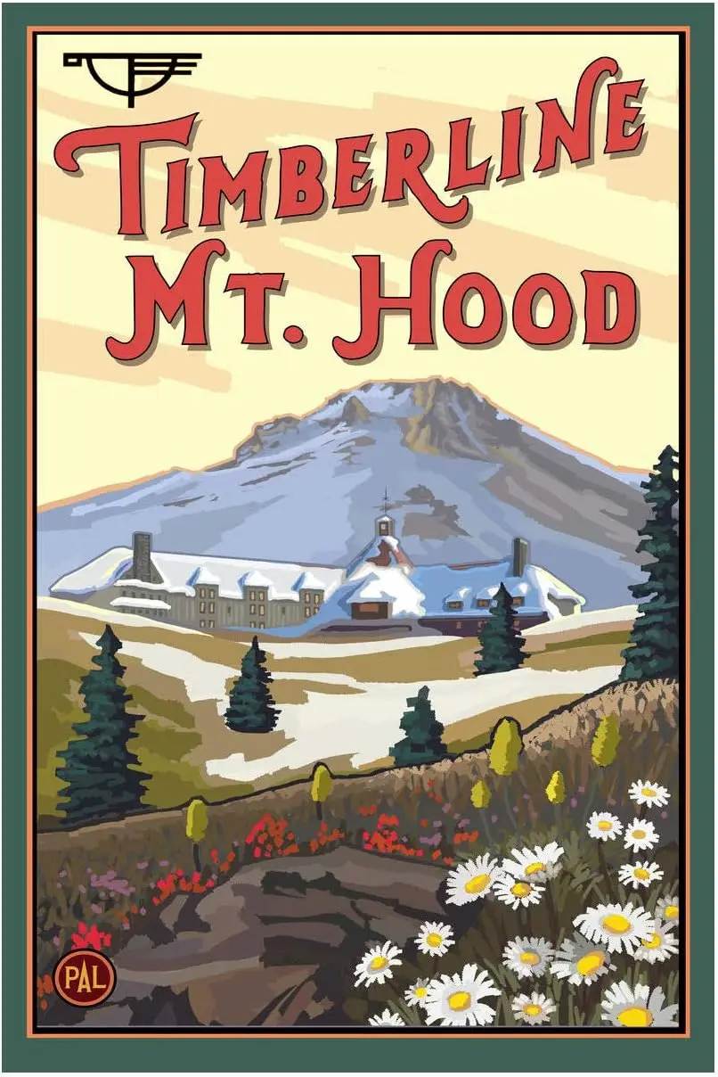 Timberline Lodge Mt Hood Oregon Spring Giclee жестяная вывеска Художественный принт Плакат из