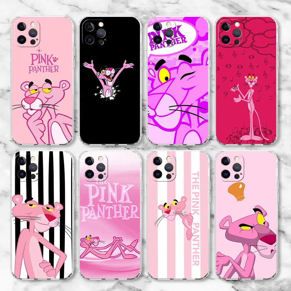 Силиконовый чехол для Apple iPhone 14 Plus 13 11 Pro 12 Mini SE 7 8 X XR XS 6 6S, мягкий прозрачный чехол для телефона, чехол с розовой пантерой