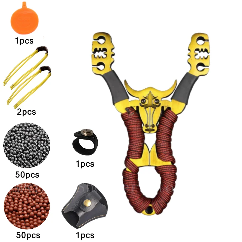 

Профессиональная Рогатка из сплава для улицы с трубкой и резиновыми лентами мощная катапульта для стрельбы аксессуары для спортивных игр на открытом воздухе