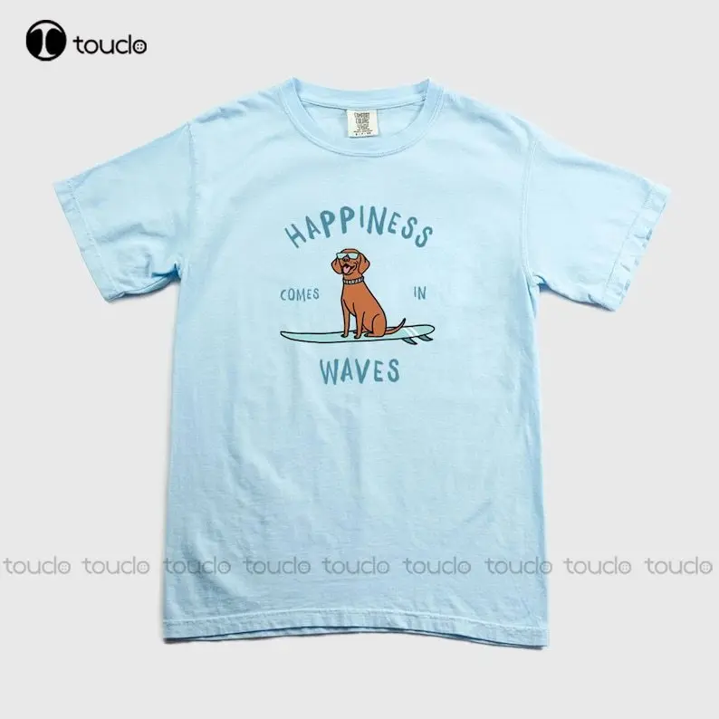 

Dog Tshirt Happiness Comes In Waves Tee Surfing Surf Shirt Summer T-Shirt Beachbum Beach Bum Ocean Sea Oversized T Shirt Tshirt