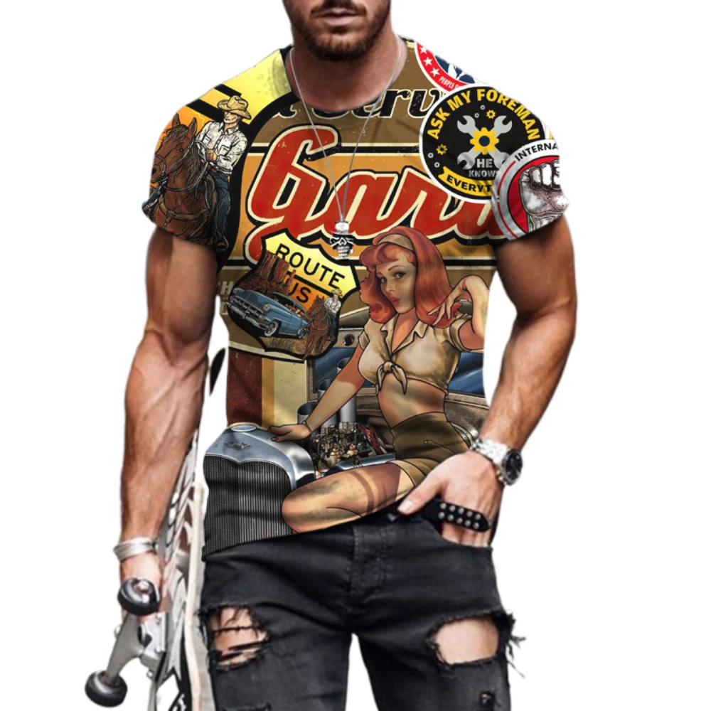 

Men's 3D Printing Oversized Street Fashion Tough Round Neck Top Summer Cool and Comfortable New Shirt 2023 Casual T-shirt