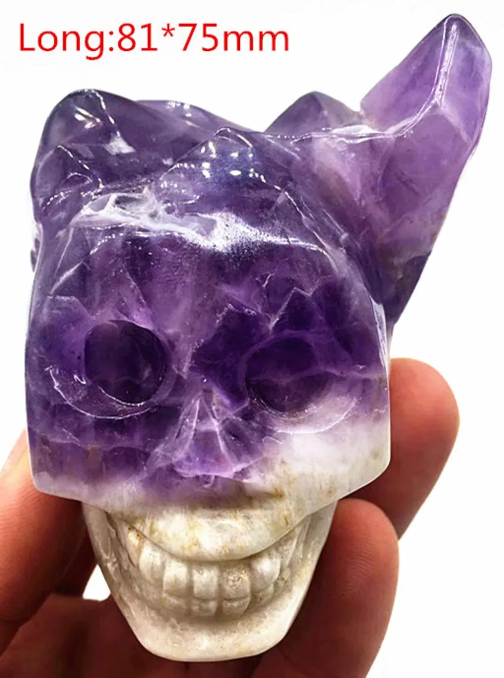 

Natural quartz crystal amethyst cluster carved skull decoration