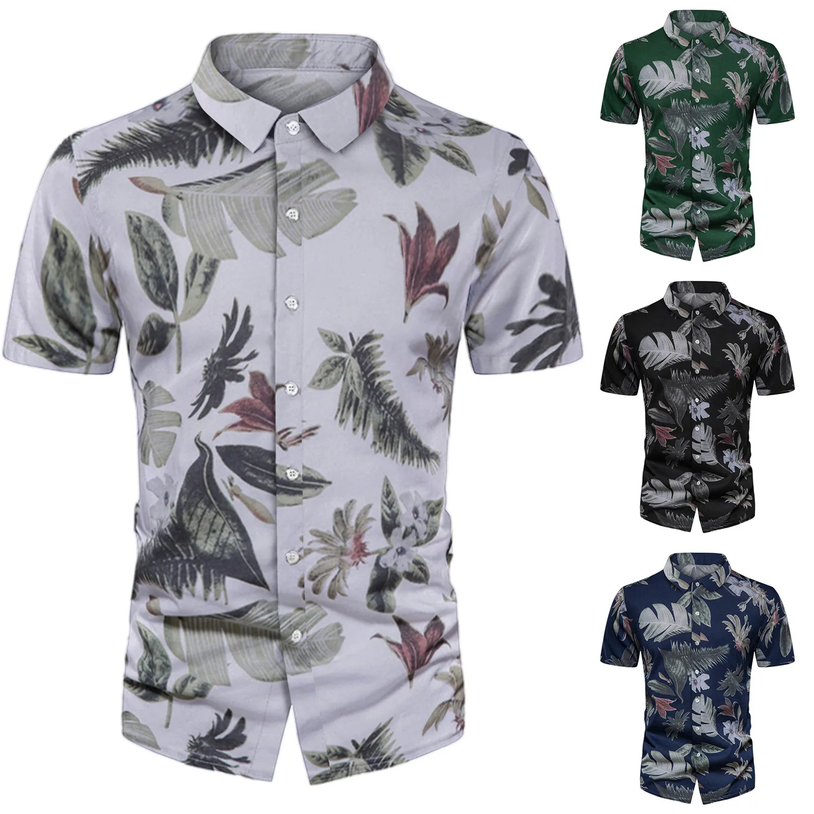 

Men's Fashion Shirt Leisure Seaside Beach Hawaiian Short Sleeves Printed Shirt Loose Summer Beach Top Shirt S T Shirts Men