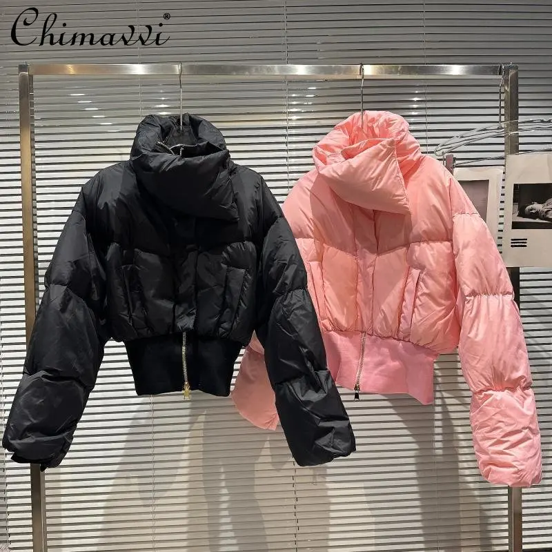 

2022 Winter New Fashion Scarf Turtleneck Design Thread Waist Warm Down Jacket Women's Sweet Elegance Long Sleeve Coat All-match