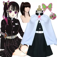adult and kids anime demon slayer kimetsu no yaiba woman kimono outfit tsuyuri kanao cosplay costume butterfly headdress