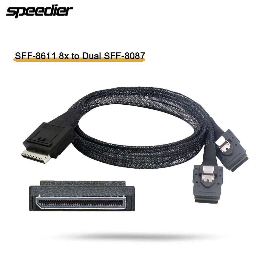 

50 см OCuLink PCIe PCI-Express SFF-8611 8x 8-Lane To Dual SFF-8087 4x SSD кабель для передачи данных