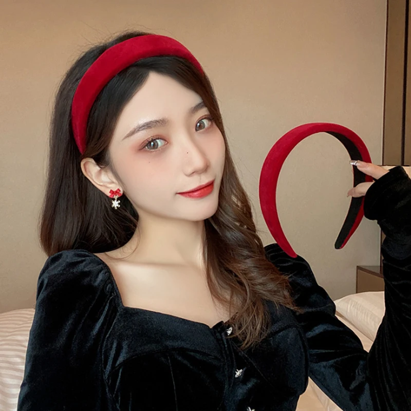 

Retro Franch Velvet Wide Hairband Women Girls Fashion Sponge Solid Headband Casual Wash Face Hair Hoop Headwear Accessories